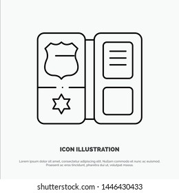 Book, Shield, American, Star Line Icon Vector