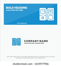 Book, Shield, American, Star SOlid Icon Website Banner and Business Logo Template