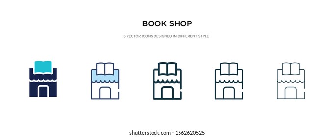 book shop icon in different style vector illustration. two colored and black book shop vector icons designed in filled, outline, line and stroke style can be used for web, mobile, ui