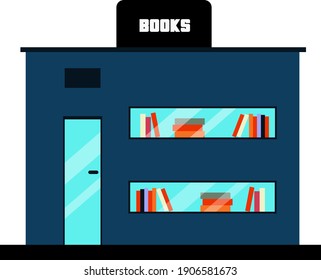 Book shop, illustration, vector on a white background.