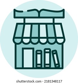 Book shop, illustration, vector on a white background.