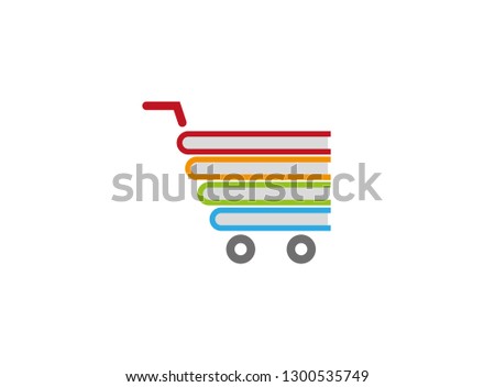 Book shop logo cart buy symbol basket store sale ebook online for icon design
