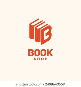 Book shop logo design template with the letter B. Vector illustration.