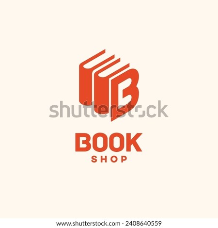 Book shop logo design template with the letter B. Vector illustration.