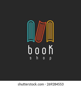 Book Shop Logo, Encyclopedia Emblem Mockup Of Sign Literature Store, Design Library Icon