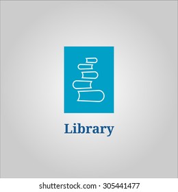 Book shop logo, mockup of sign literature store, design library icon