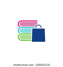 Vector del logotipo de la tienda de libros. Plantilla de diseño del logotipo del libro de compras. Símbolo de icono simple creativo
