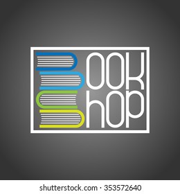 Book shop logo. Vector emblem for bookstore. 