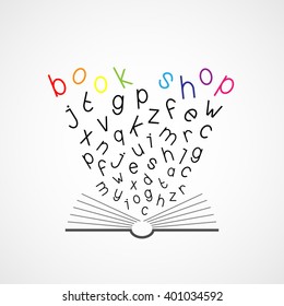Book shop logo. Vector emblem for bookstore. 