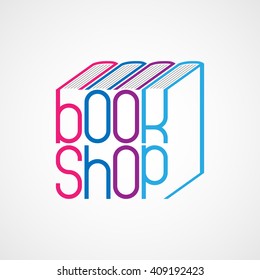 Book Shop Logo. Vector Emblem For Bookstore. 