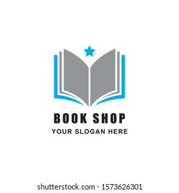 Book shop logo vector in isolated white background