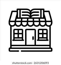 Book shop object icon modern art design black and white with bold outline 