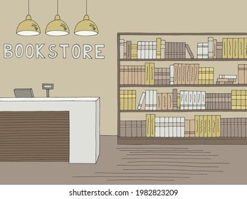 Almacén de libros ilustraciones gráficas de dibujos en color interiores vector 