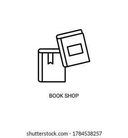 Tienda de libros, tienda de libros, ilustración vectorial de icono de línea delgada simple