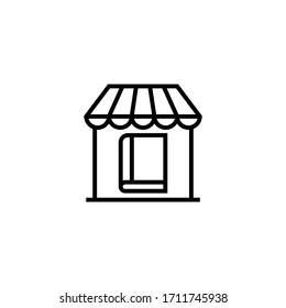 Icono de vector de librería en lineal, icono de esquema aislado en fondo blanco