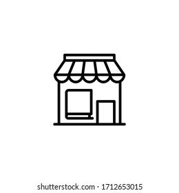 Book shop vector icon in linear, outline icon isolated on white background