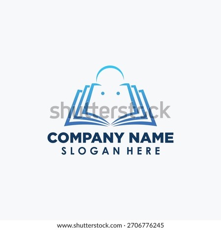 book and shopping bag logo template, market education logo design vector