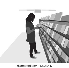 Book shops vector silhouette people on a white background