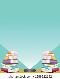 Book showcase / promotion background template with hologram light