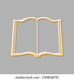 Book sign. Emboss effect with light orange icon on gray background.
