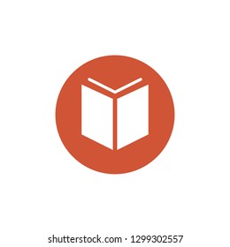 Book sign icon in circle. Open book symbol. Circle button. Vector illustration isolated on white.