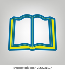 Book sign. Icon in colors of Ukraine flag (yellow, blue) at gray Background. Illustration.