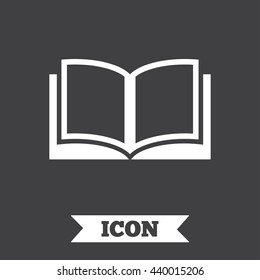 Book sign icon. Open book symbol. Graphic design element. Flat book symbol on dark background. Vector
