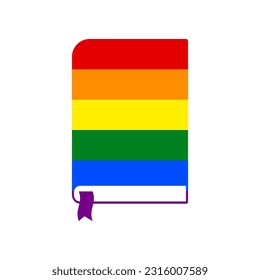 Buchschild. LGBT-Rechte aus Rainbow-Homosexuellen, farbiges Symbol auf weißem Hintergrund. Illustration.