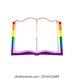Book sign. Rainbow gay LGBT rights colored Icon at white Background. Illustration.