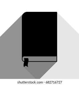 Book sign. Vector. Black icon with two flat gray shadows on white background.