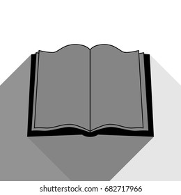 Book sign. Vector. Black icon with two flat gray shadows on white background.