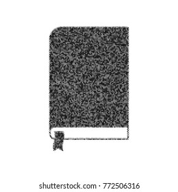 Book sign. Vector. Black icon from many ovelapping circles with random opacity on white background. Noisy. Isolated.