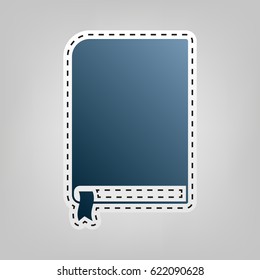 Book sign. Vector. Blue icon with outline for cutting out at gray background.