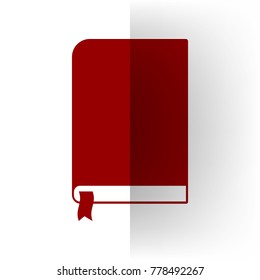Book sign. Vector. Bordo icon on white bending paper background.