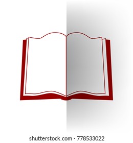 Book sign. Vector. Bordo icon on white bending paper background.