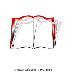 Book sign. Vector. Detachable paper icon with red body stock. Isolated.