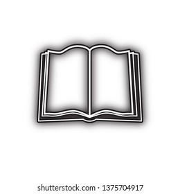 Book sign. Vector. Double contour black icon with soft shadow at white background. Isolated.