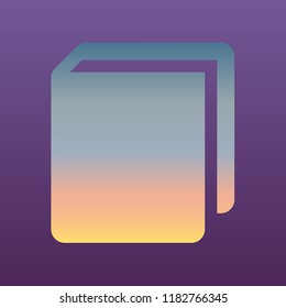 Book sign. Vector. Evening gradient icon at violet background.