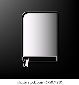 Book sign. Vector. Gray 3d printed icon on black background.