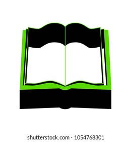 Book sign. Vector. Green 3d icon with black side on white background. Isolated.