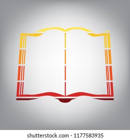 Book sign. Vector. Horizontally sliced icon with colors from sunny gradient in gray background.