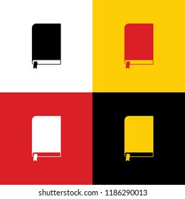 Book sign. Vector. Icons of german flag on corresponding colors as background.