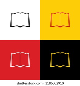 Book sign. Vector. Icons of german flag on corresponding colors as background.