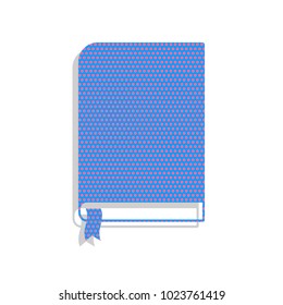Book sign. Vector. Neon blue icon with cyclamen polka dots pattern with light gray shadow on white background. Isolated.