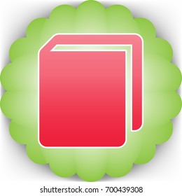 Book sign. Vector. Pinkish icon with white contour on green background which similar to flower.