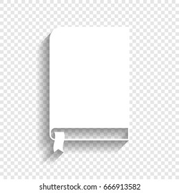 Book sign. Vector. White icon with soft shadow on transparent background.