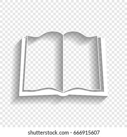 Book sign. Vector. White icon with soft shadow on transparent background.
