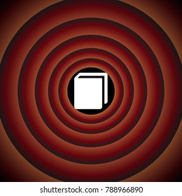Book sign. Vector. White icon on black circle in gradient rings.