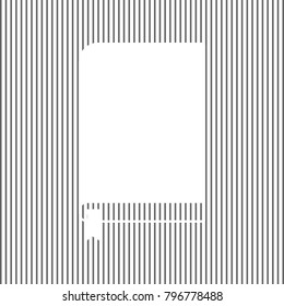 Book sign. Vector. White icon on grayish striped background. Optical illusion.