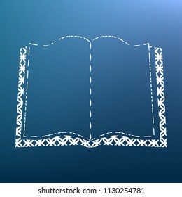 Book sign. Vector. White textured icon at lapis lazuli gradient background.